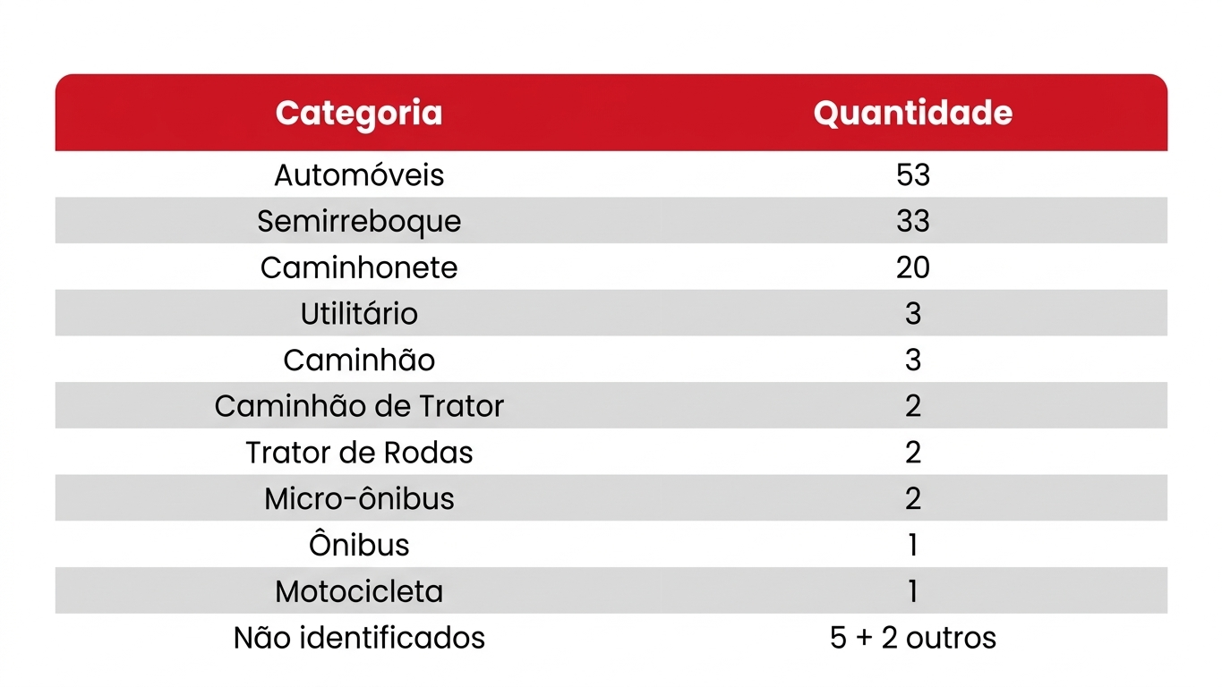 tabela veículos leiloados no 1º trimestre 2026